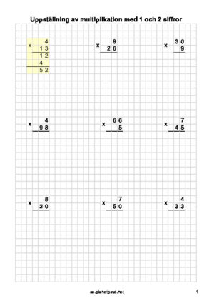 Multiplikation med uppställnin